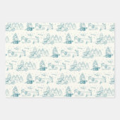 Blue Christmas Tree Wolken Shooting Star Holiday Geschenkpapier Set (Vorderseite)