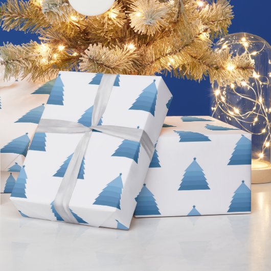 Blue Christmas Tree Wrapping Paper Geschenkpapier (Feiertage)