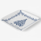 Blue Christmas Tree Your Background and Text Pappteller (Gewinkelt)