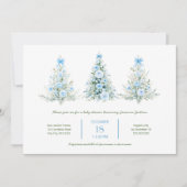Blue Christmas Trees Boy Baby Shower Einladung (Vorderseite)