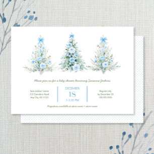 Blue Christmas Trees Boy Baby Shower Einladung