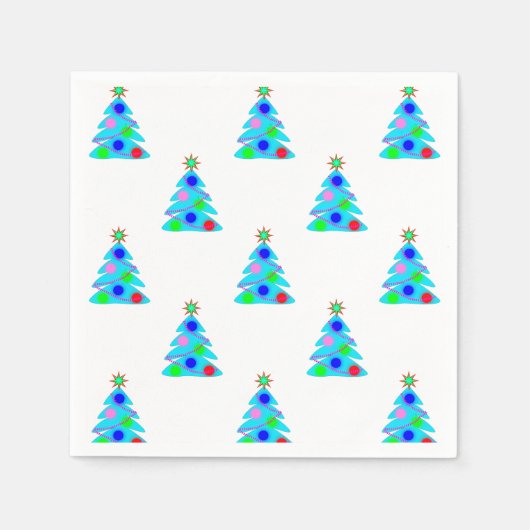 Blue Christmas Trees Holiday Party Serviette (Vorderseite)