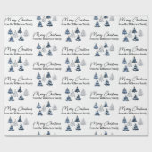 Blue Christmas Trees Individuelle Name Geschenkpapier (Flach)