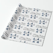 Blue Christmas Trees Individuelle Name Geschenkpapier (Ungerollt)