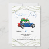 Blue Christmas Truck Pine Tree Weihnachtsfest Part Save The Date (Vorderseite)