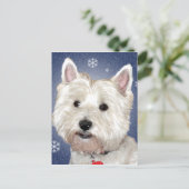 BLUE CHRISTMAS Westie Feiertagspostkarte (Stehend Vorderseite)