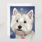 BLUE CHRISTMAS Westie Feiertagspostkarte (Vorne/Hinten)