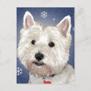 BLUE CHRISTMAS Westie Feiertagspostkarte