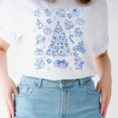 Blue Christmas Whimsy - Cute Festive Doodles T-Shirt