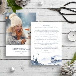 Blue Christmas Winter Annual Family Update Foto Feiertagskarte<br><div class="desc">Blue Christmas Winter Annual Family Update Holiday Card. Elegante Merry Christmas Annual Family Update in einem klassischen Stil mit monochromen Winterlandschaften in marineblauen Blau-Weiß-Farben. Stilvolles und elegantes Design. Ein Foto.</div>