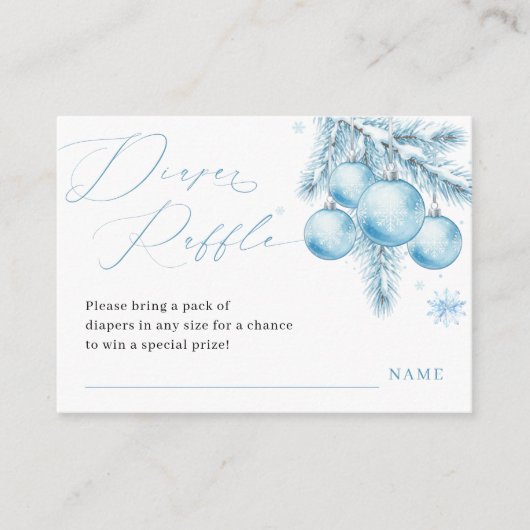 Blue Christmas Winter Boy Diaper Raffle Begleitkarte (Vorderseite)