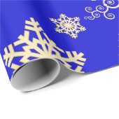 Blue Christmas Wrap mit Cream Snowflakes Geschenkpapier (Rolleneckpunkt)