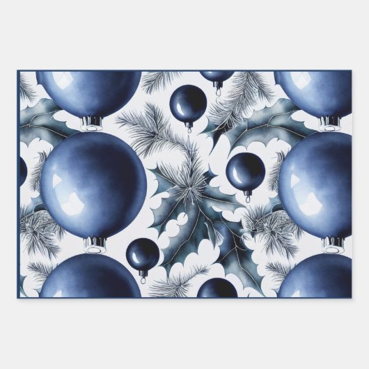 Blue Christmas Wrapping Paper Flat Sheet 3 Geschenkpapier Set (Vorderseite 3)