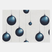 Blue Christmas Wrapping Paper Flat Sheet 3 Geschenkpapier Set (Vorderseite)