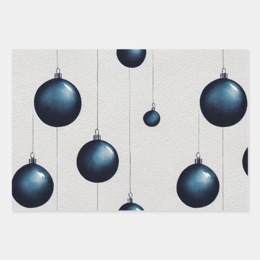 Blue Christmas Wrapping Paper Flat Sheet 3 Geschenkpapier Set (Vorderseite)