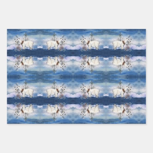 Blue Christmas Wrapping Paper Geschenkpapier Set (Vorderseite 3)