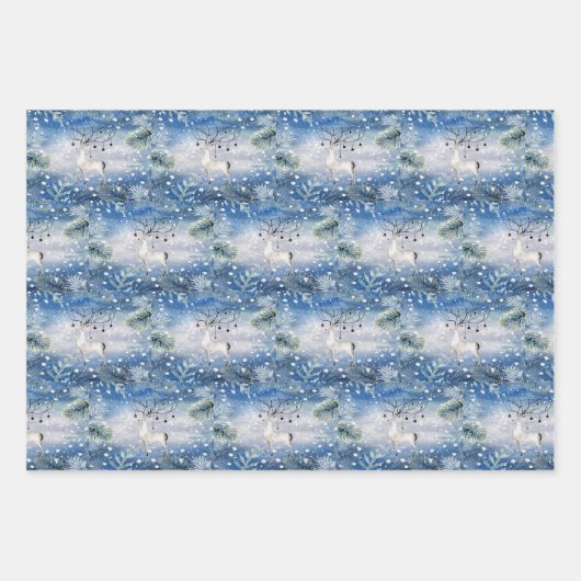 Blue Christmas Wrapping Paper Geschenkpapier Set (Vorderseite 2)