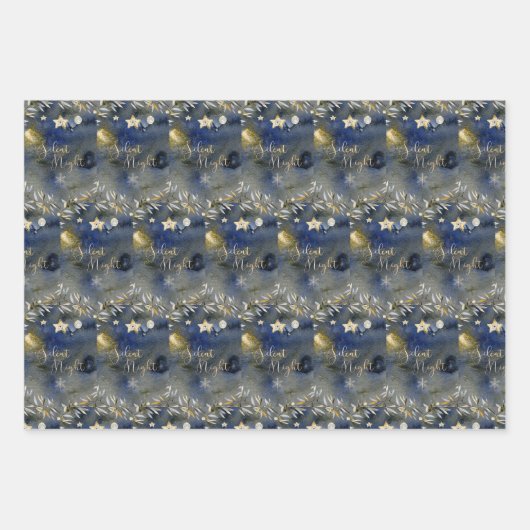 Blue Christmas Wrapping Paper Geschenkpapier Set (Vorderseite)