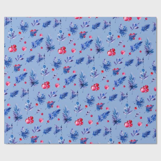 Blue Christmas wrapping paper roll Geschenkpapier (Flach)