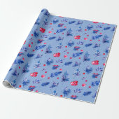 Blue Christmas wrapping paper roll Geschenkpapier (Ungerollt)
