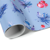 Blue Christmas wrapping paper roll Geschenkpapier (Rolleneckpunkt)