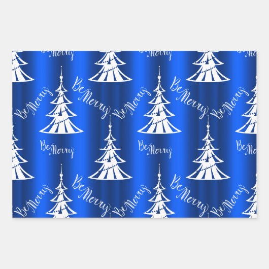 Blue Christmas Wrapping Paper Sheets Geschenkpapier Set (Vorderseite)