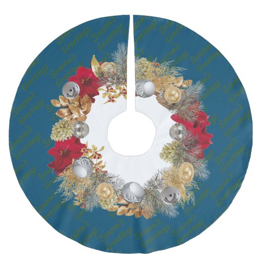 BLUE Christmas Wreath Polyester Weihnachtsbaumdecke (Vorderseite)