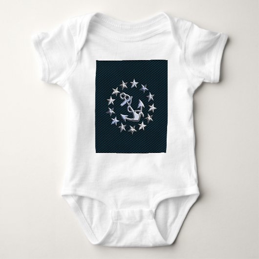 Blue Chrome like Yacht Flag Automotive Grille Baby Strampler (Vorderseite)