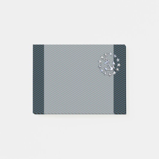 Blue Chrome like Yacht Flag Automotive Grille Post-it Klebezettel (Vorderseite)