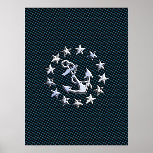 Blue Chrome like Yacht Flag Automotive Grille Poster (Vorne)
