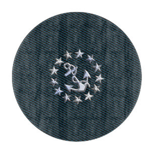 Blue Chrome like Yacht Flag Automotive Grille Schneidebrett