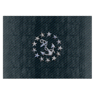 Blue Chrome like Yacht Flag Automotive Grille Schneidebrett