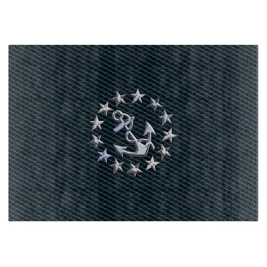 Blue Chrome like Yacht Flag Automotive Grille Schneidebrett (Vorderseite)