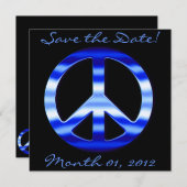 Blue Chrome Peace Sign Einladungen (Vorne/Hinten)