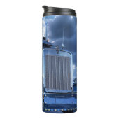 Blue Chrome Semi Truck Stormy Sky Thermosbecher (Nach rechts gedreht)