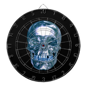 Blue Chrome Skull Dart Board Dartscheibe