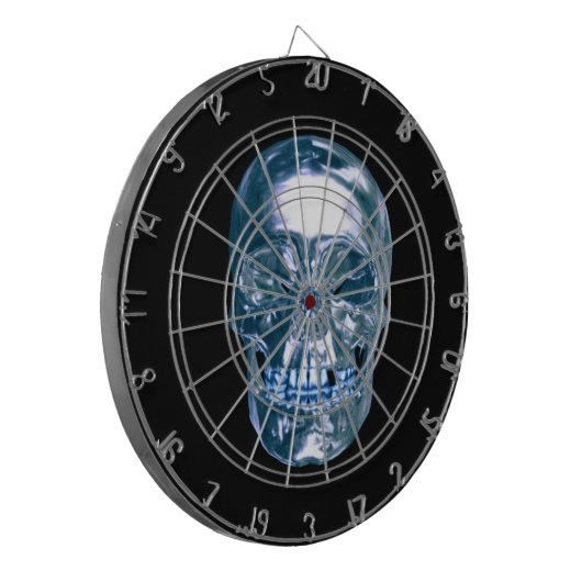 Blue Chrome Skull Dart Board Dartscheibe (Vorderseite Links)