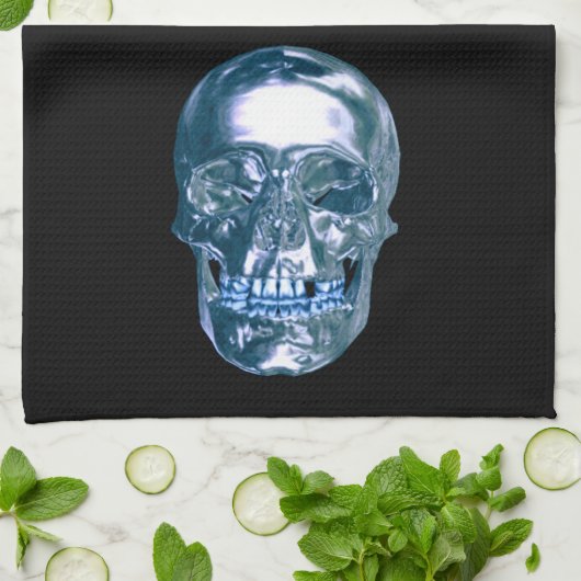 Blue Chrome Skull Kitchtuch Küchentuch (Gefaltet)