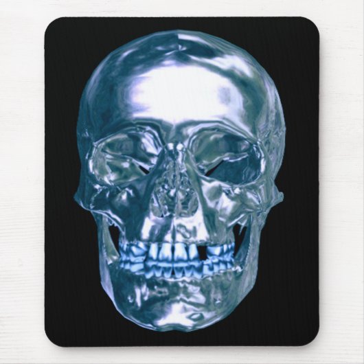 Blue Chrome Skull Mouse Pad Mousepad (Vorne)