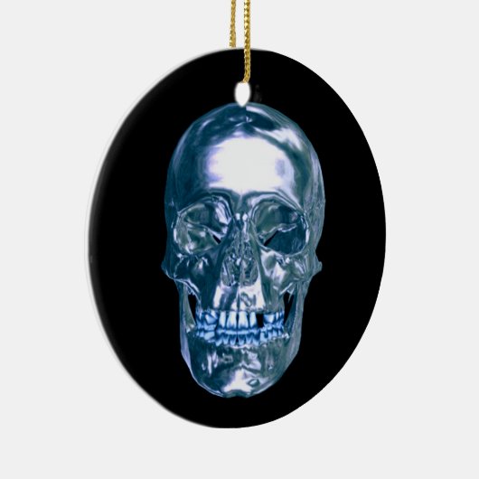 Blue Chrome Skull Ornament (Rechts)