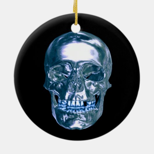 Blue Chrome Skull Ornament (Hinten)