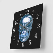 Blue Chrome Skull Square Uhr (Winkel)