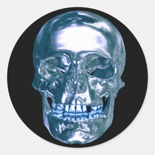 Blue Chrome Skull Stickers (Vorderseite)