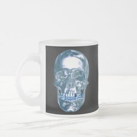 Blue Chrome Skull-Tasse Mattglastasse (Links)