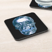 Blue Chrome Skull-Untersetzer Untersetzer (Linke Seite)
