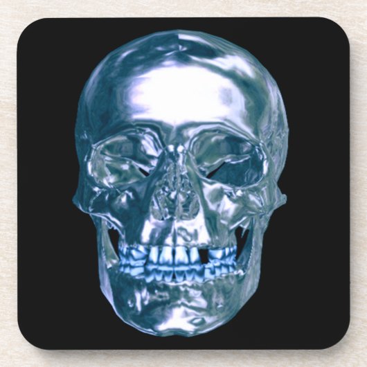 Blue Chrome Skull-Untersetzer Untersetzer (Vorderseite)
