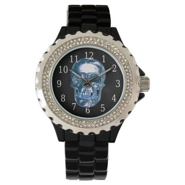 Blue Chrome Skull Watch Armbanduhr (Vorderseite)