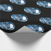 Blue Chrome Skull Wrapping Paper Geschenkpapier (Ecke)