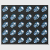 Blue Chrome Skull Wrapping Paper Geschenkpapier (Flach)