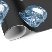 Blue Chrome Skull Wrapping Paper Geschenkpapier (Rolleneckpunkt)